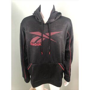 NWT Men's Reebok Black/Red Textured Hooded Sweatshirt Sz L Large